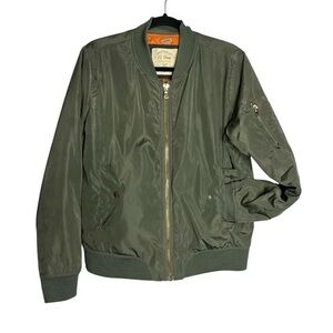 Ci Sono Military Olive Green Bomber Jacket Gold Zipper - Size L